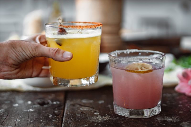 Classic margarita on the rocks with salt rim