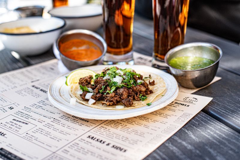 Carne asada street tacos with cilantro onion